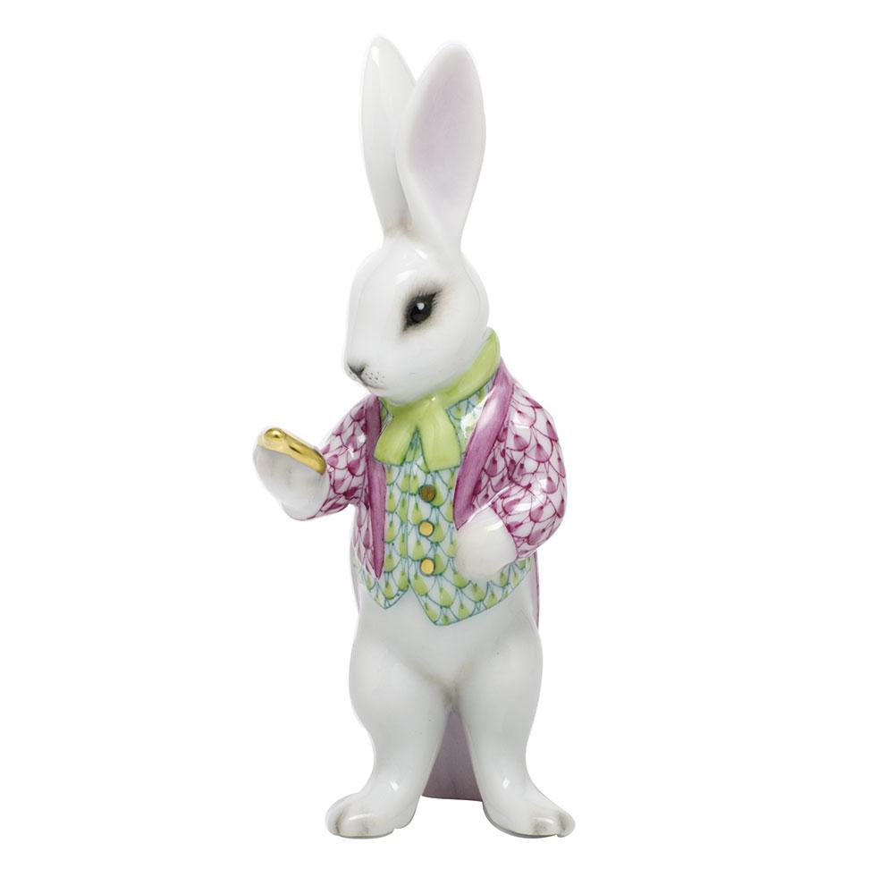 Exquisite Hand - painted Herend White Rabbit Porcelain Figurine