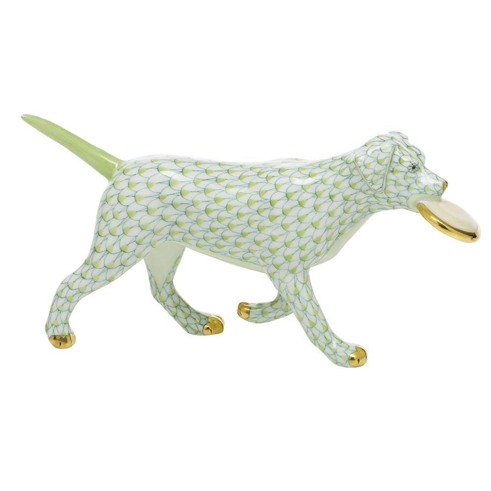 Exquisite Hand - painted Herend Porcelain Frisbee Dog Figurine for Collectors