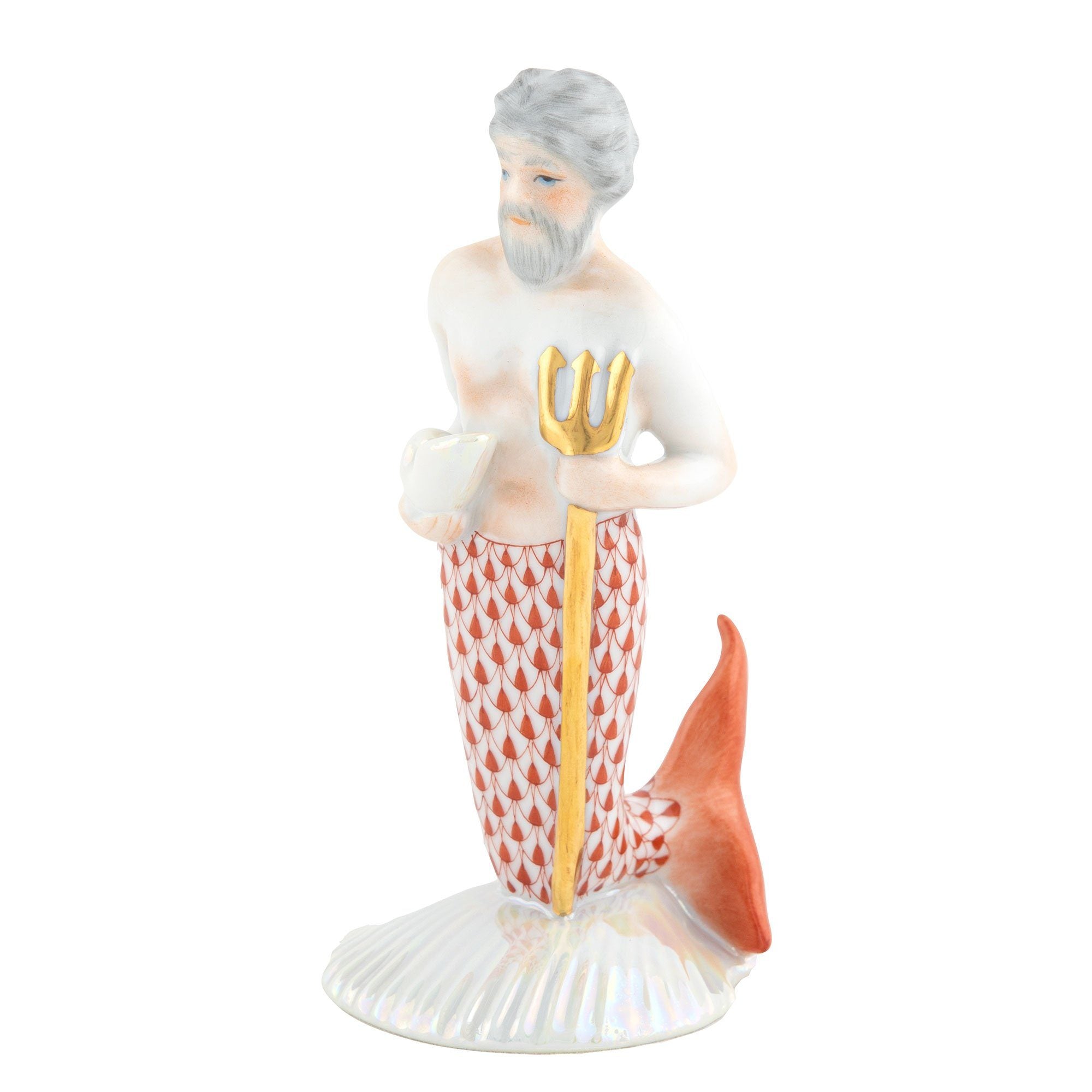 Exquisite Handmade Herend Neptune Porcelain Figurine