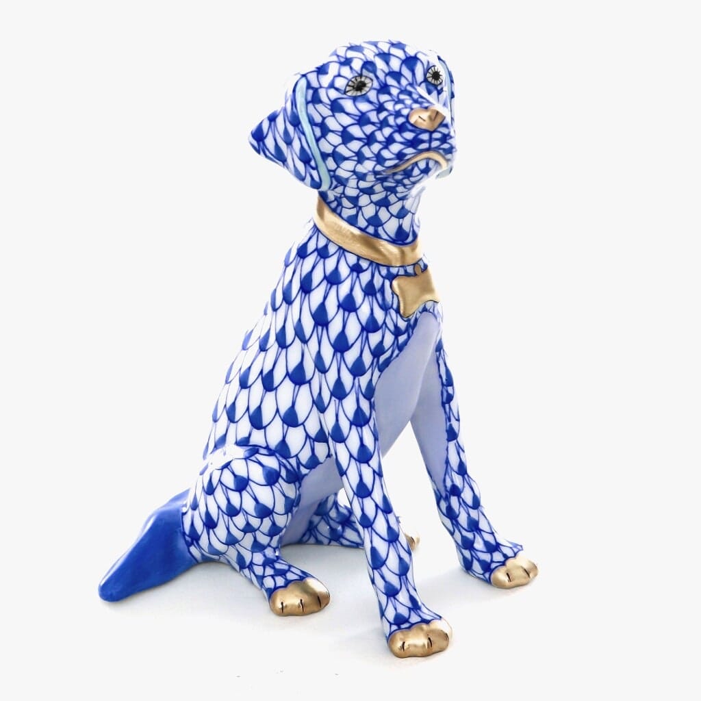 Herend Handmade Young Golden Retriever Puppy Porcelain Figurine for Dog Lovers