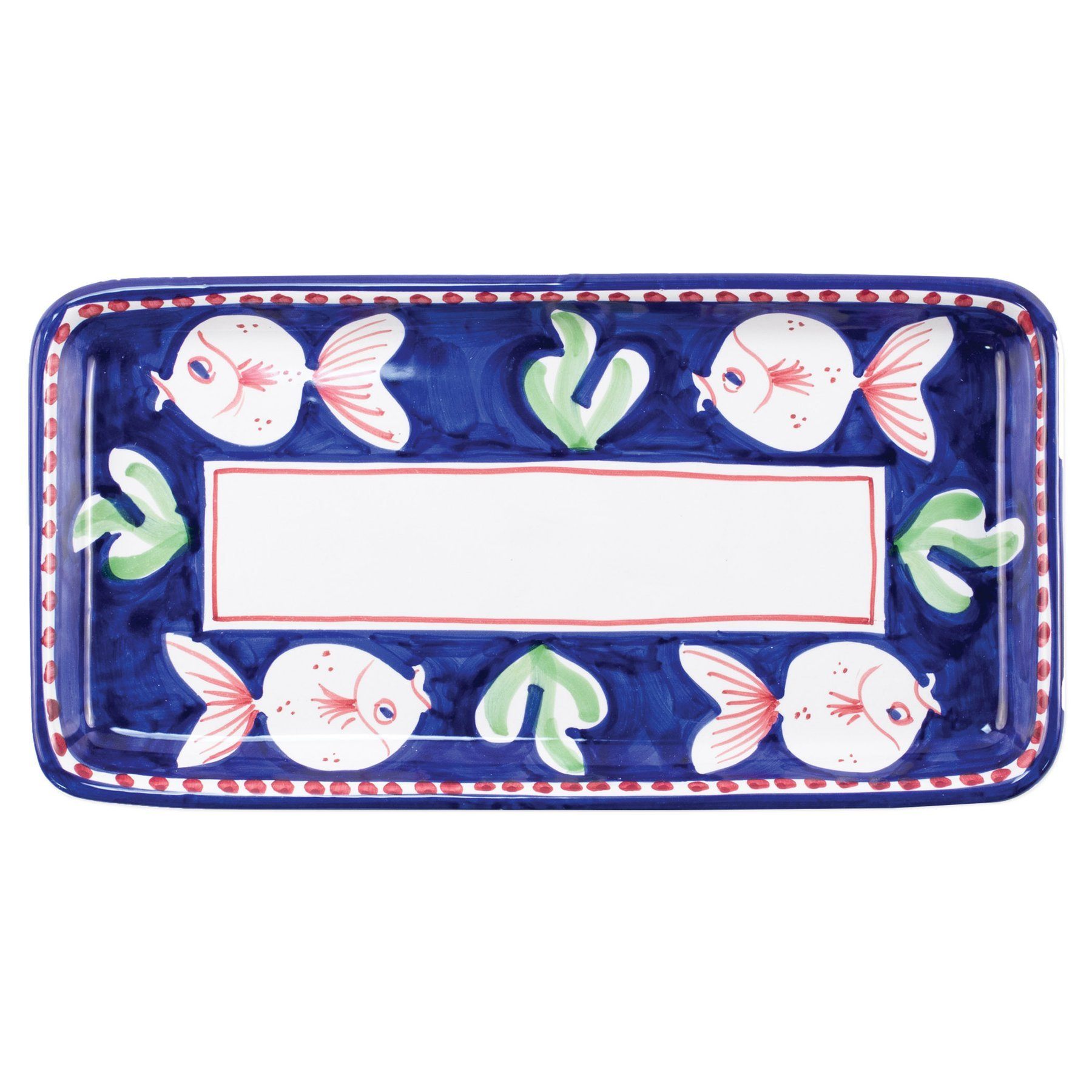 Vietri Campagna Pesce Rectangular Serving Platter with Hand - painted Cut Fish Design
