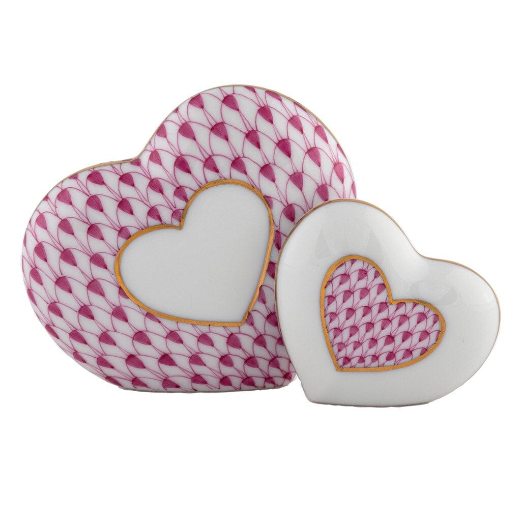 Exquisite Hand - painted Herend Two - Hearts Porcelain Figurine