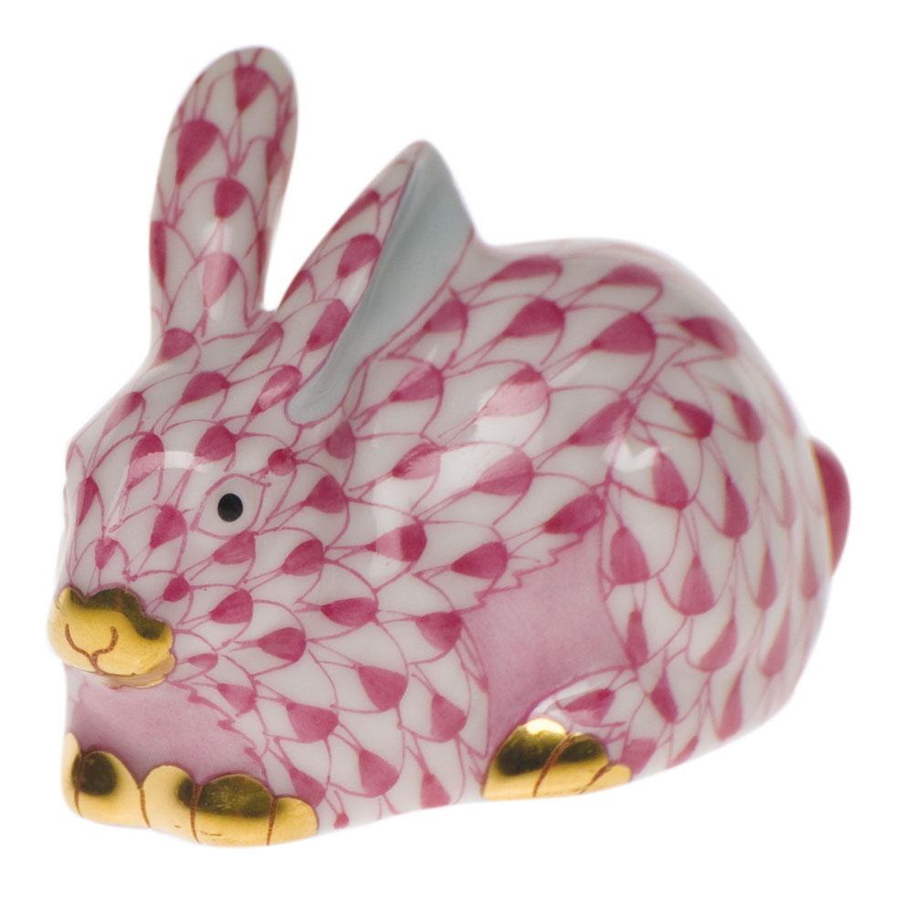 Miniature Handmade Herend Porcelain Lying Rabbit Figurine for Decor