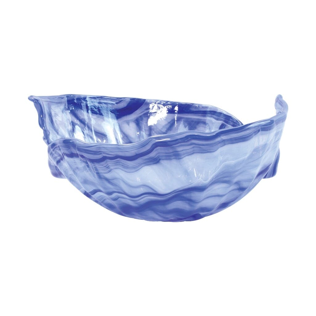 Vietri Italian Handmade Onda Style Cobalt Blue Round Glass Bowl for Home Decor