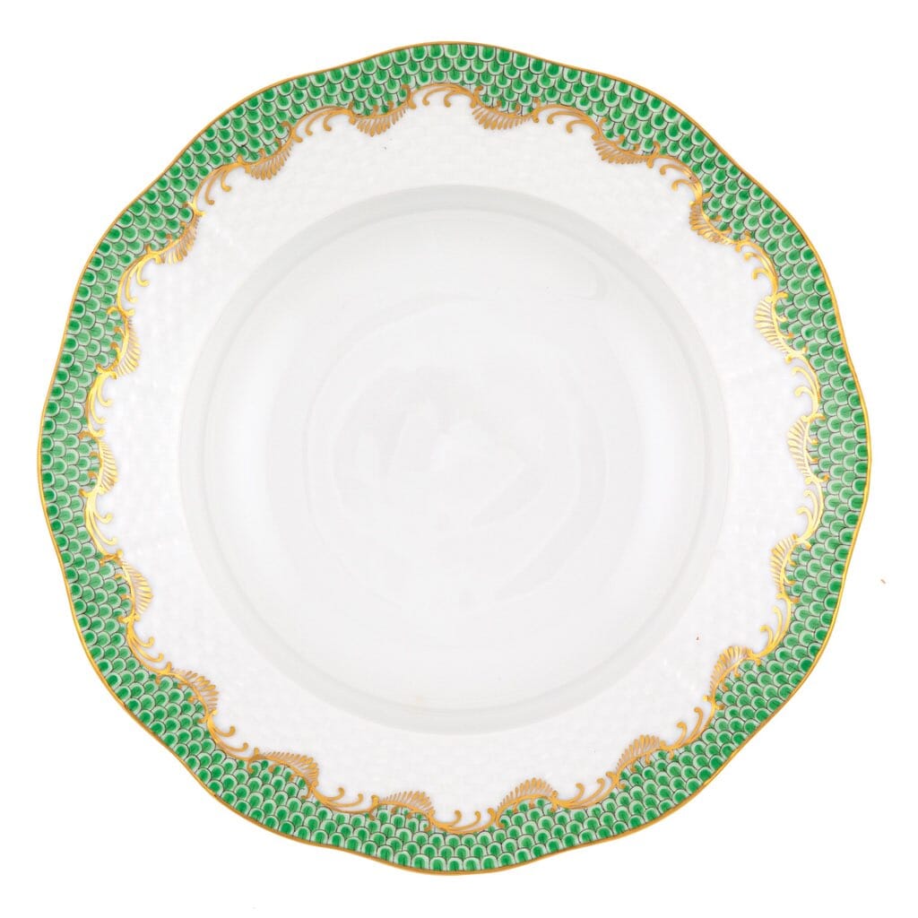 Herend Soup Plate with Timeless Fish Scale Rim in Various Colors