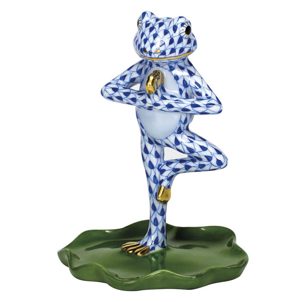 Handmade Herend Yoga Frog Figurine in Tree Pose