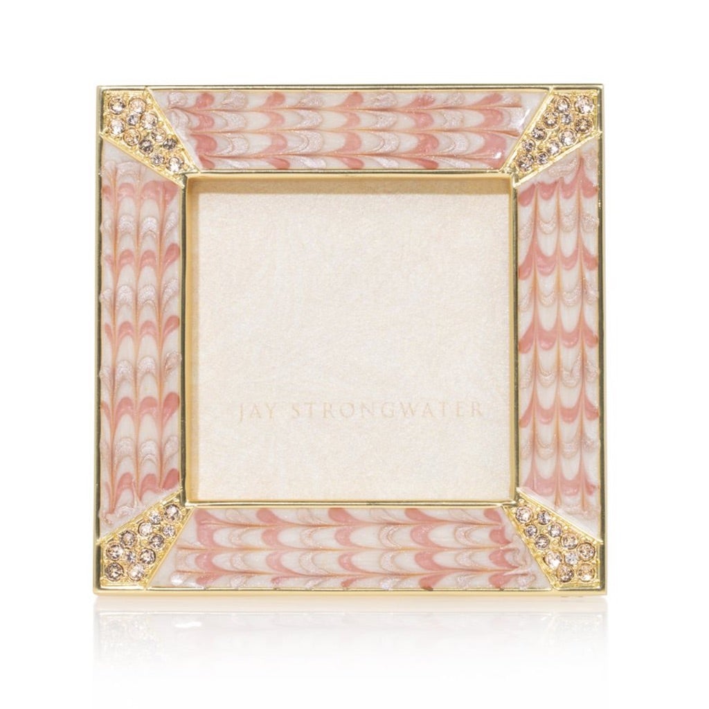 Jay Strongwater Boudoire-Style Leland Pave Corner Square Picture Frame - 2 Square for Displaying Photos