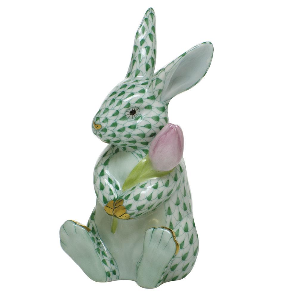 Exquisite Hand - painted Herend Blossom Bunny Porcelain Figurine