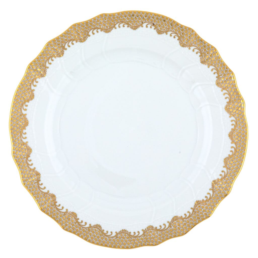 Herend Versatile Fish Scale Dinner Plate with 24K Gold Accents