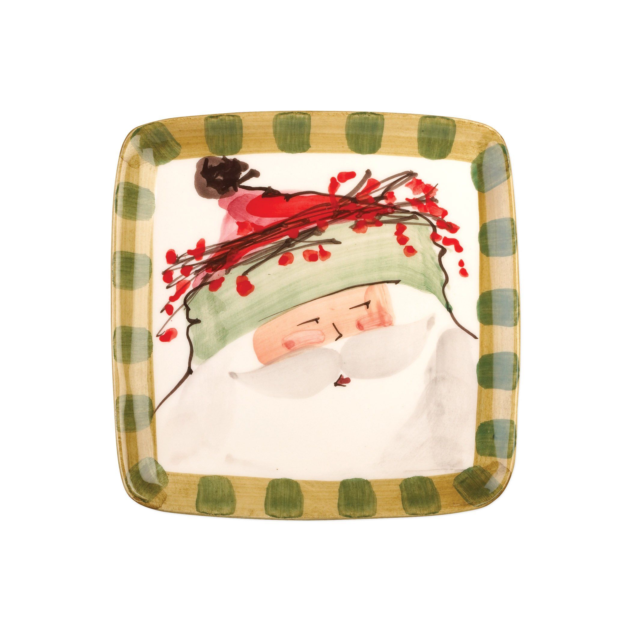 Vietri Assorted Square Old St. Nick Salad Plates - Set of 4