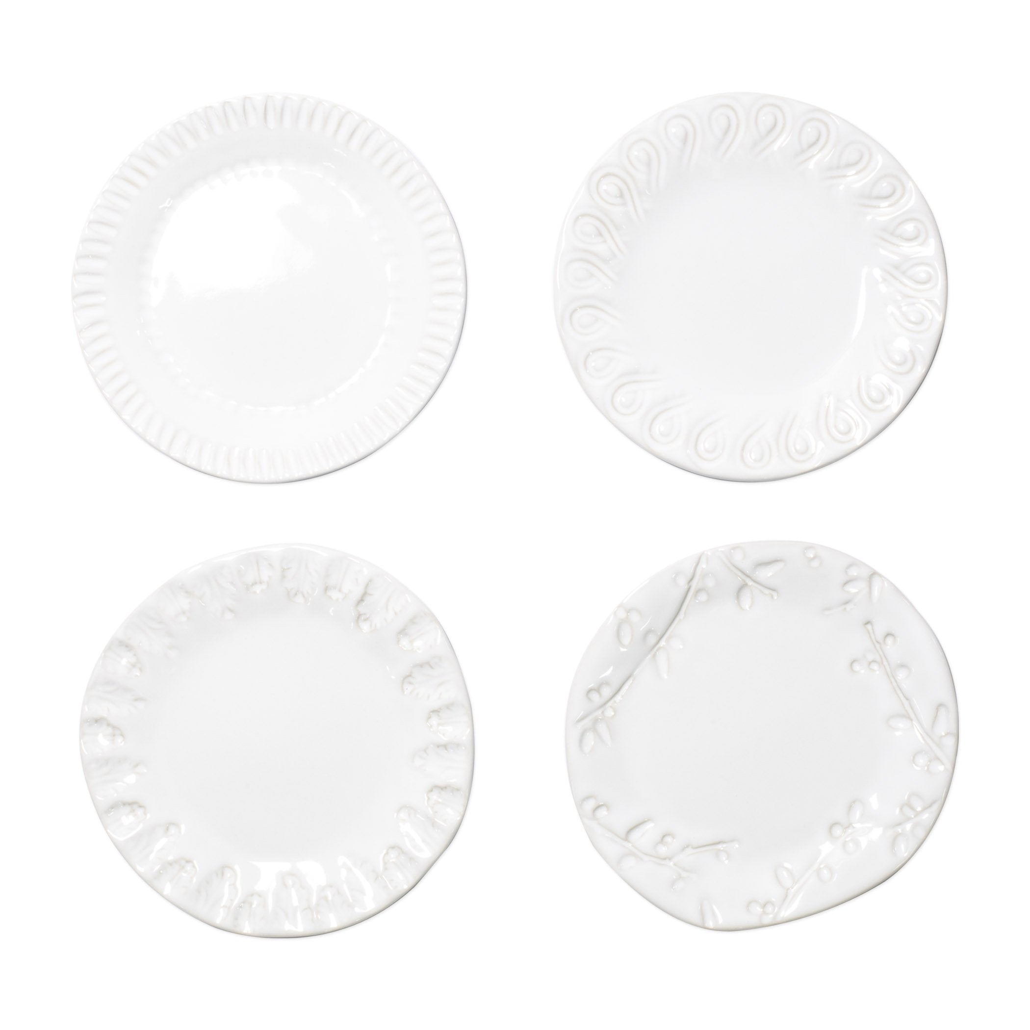 Vietri White Assorted Incanto Stone Canape Plates - Set of 4