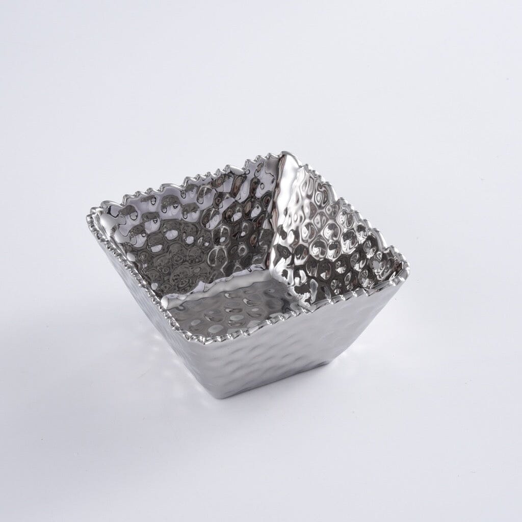 Pampa Bay Millennium Small Square Snack Bowl with Striking Gold Titanium Finish