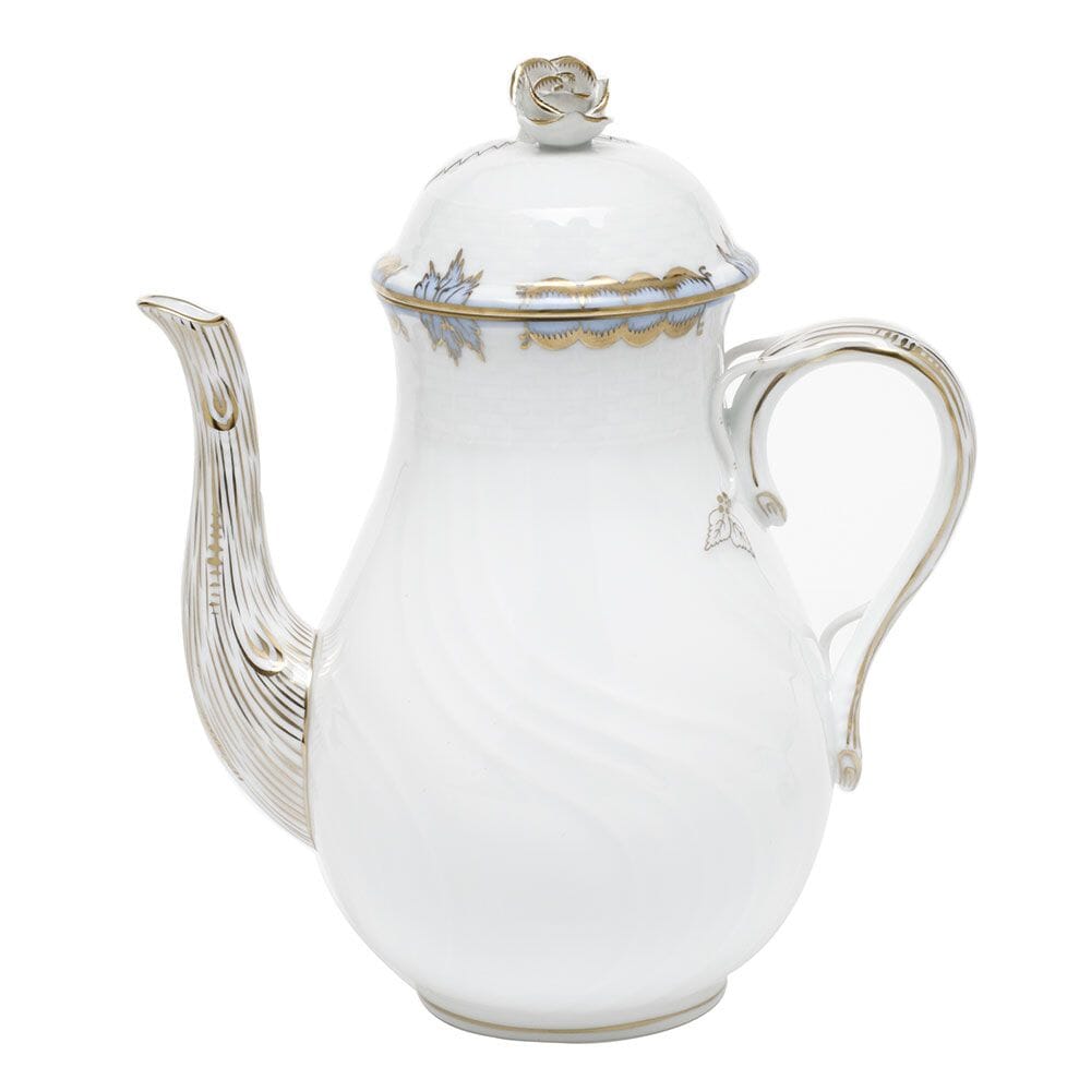 Herend's Graceful Princess Victoria 36-OZ Coffee Pot with Hand-Painted Roses