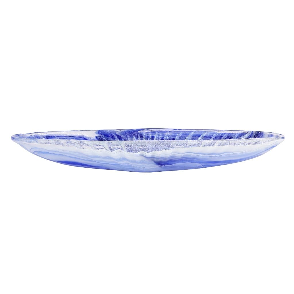 Vietri Hand - made Onda Style Cobalt Blue Long Oval Glass Serving Bowl