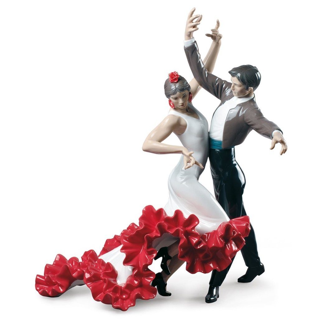 Exquisite Handmade Lladro Porcelain Flamenco Dancers Couple Figurine