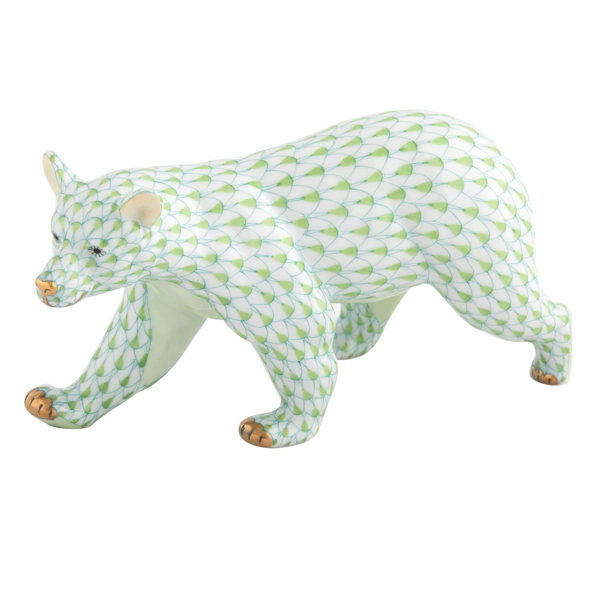Exquisite Herend Handmade Walking Bear Porcelain Figurine