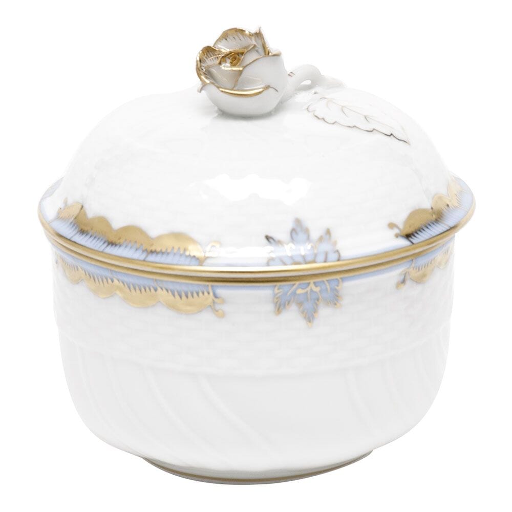 Herend Princess Victoria Rose-Adorned Covered Sugar Bowl with 24K Gold Accents