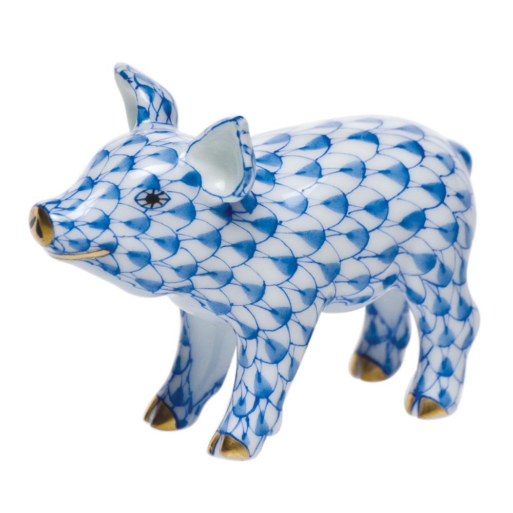 Herend Standing Figurine of a Little Pig - Handmade Porcelain Collectible