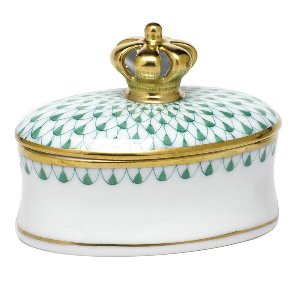 Exquisite Herend Porcelain Box with Crown Ornament