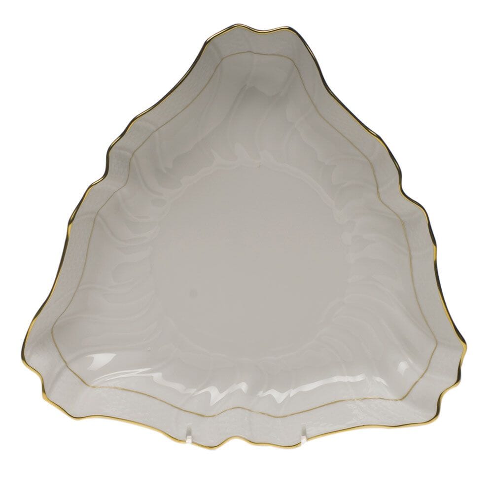 Hand - painted Herend Triangle Dish with 24K Golden Edge