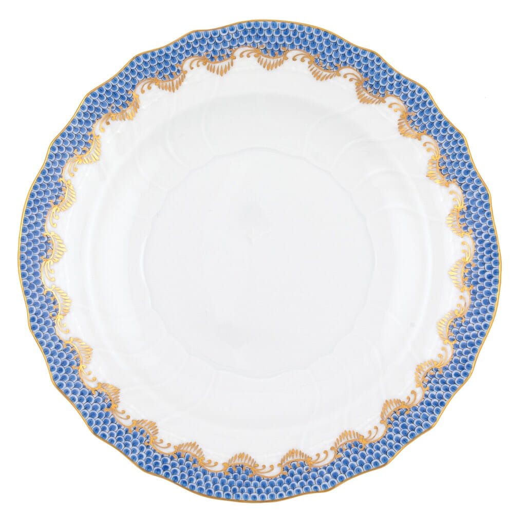 Versatile Herend Fish Scale Salad Plate with 24K Gold Accents