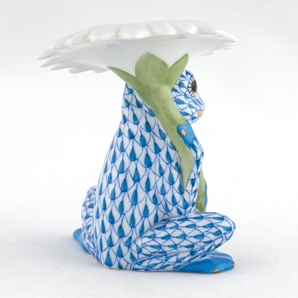 Exquisite Handmade Herend Porcelain Flower Frog Figurine