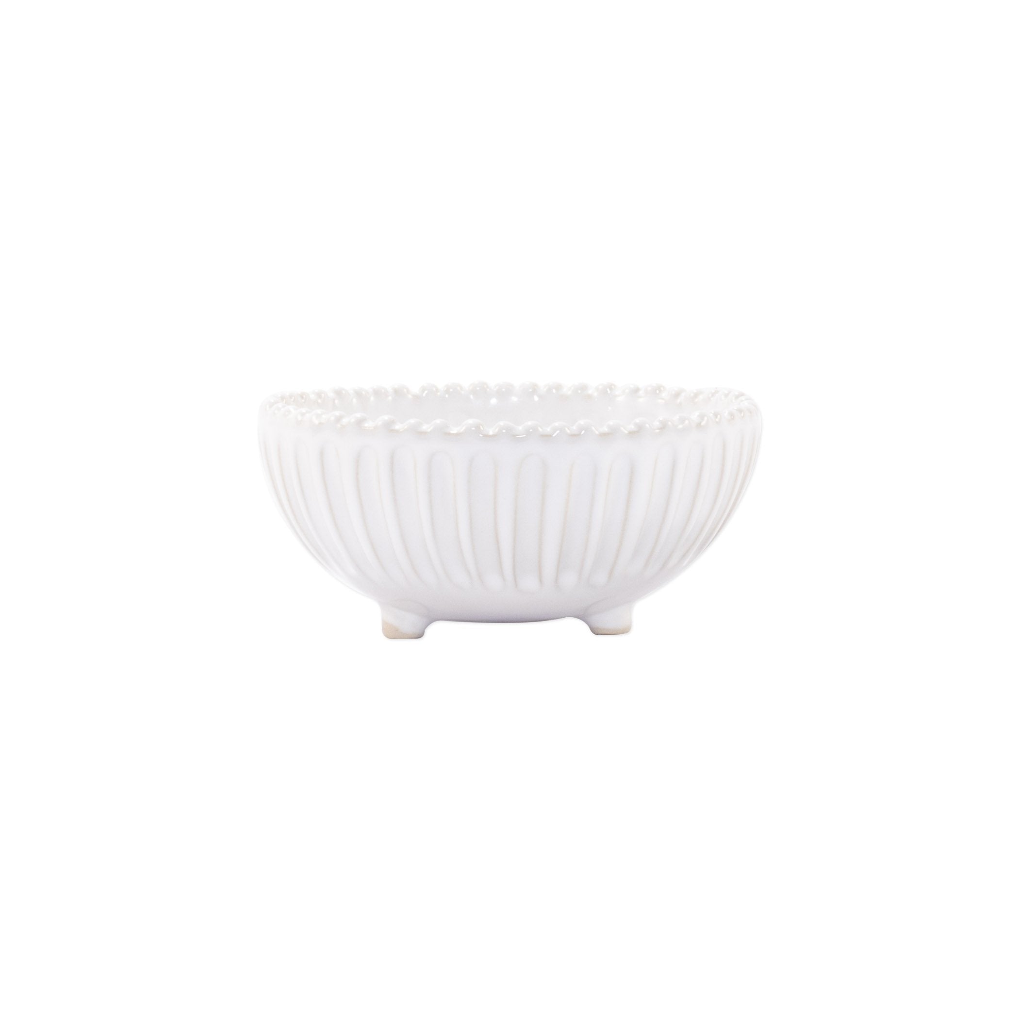 Vietri Handmade White Incanto Stone Stripe Footed Bowl