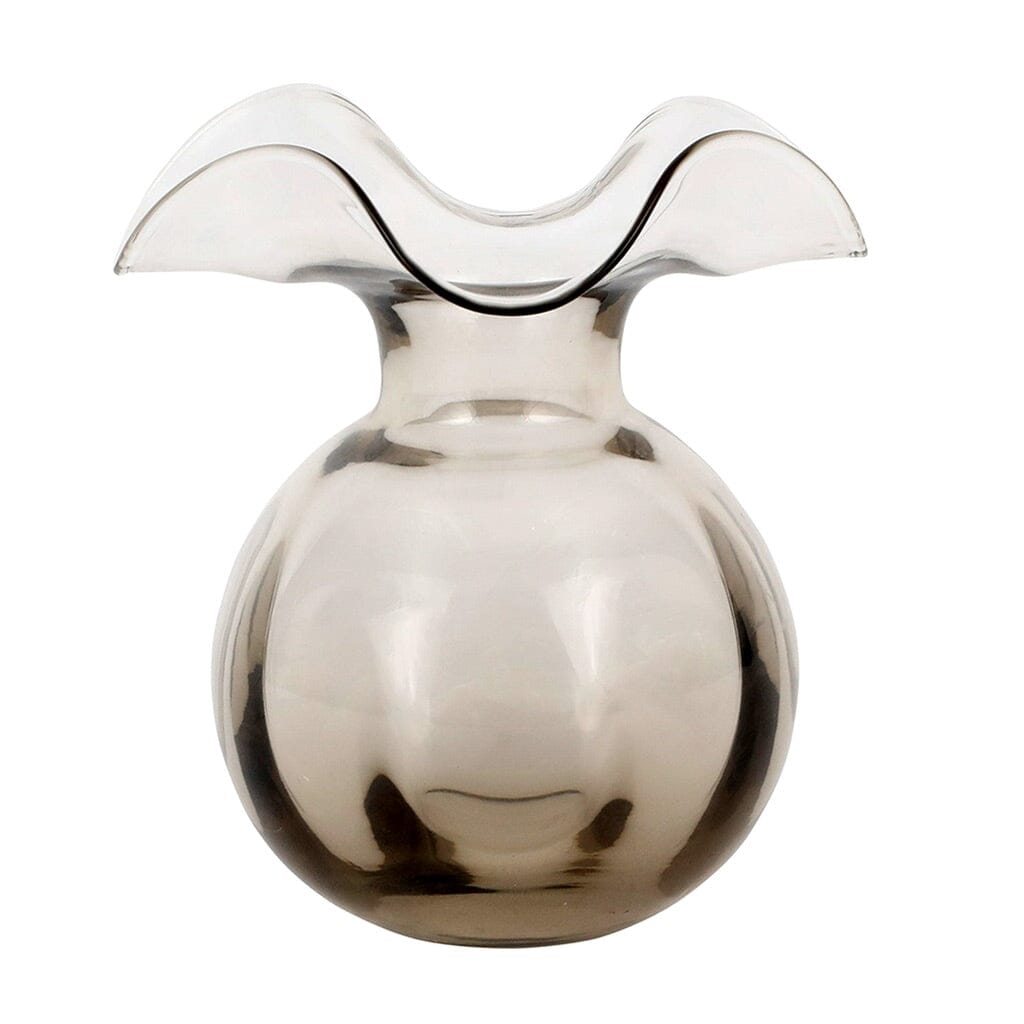 Medium-Sized Fluted Smoky Gray Glass Vase Inspired by Hibiscus from Vietri