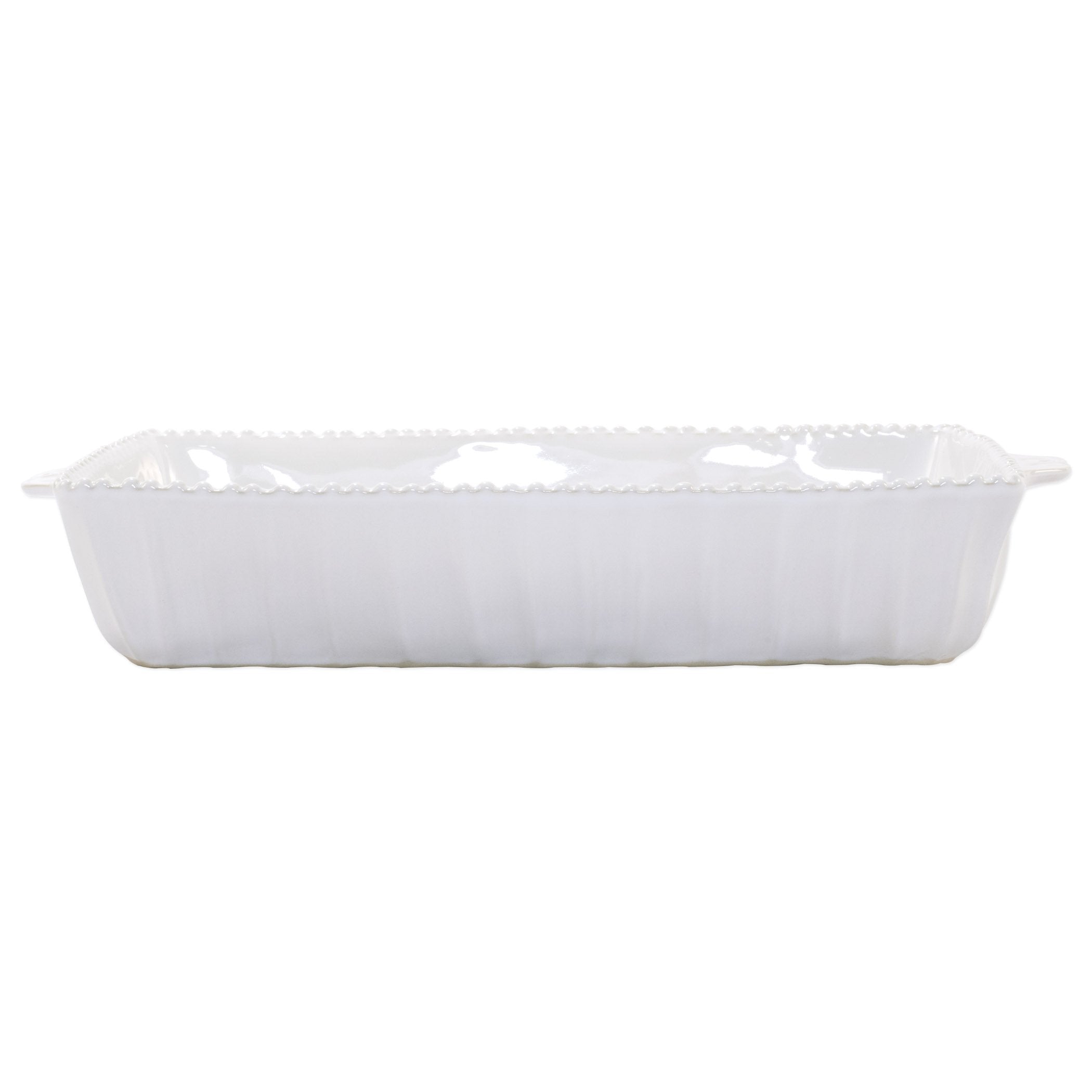 Vietri White Incanto Stone Stripe Rectangular Baking Dish - Handmade Italian Stoneware