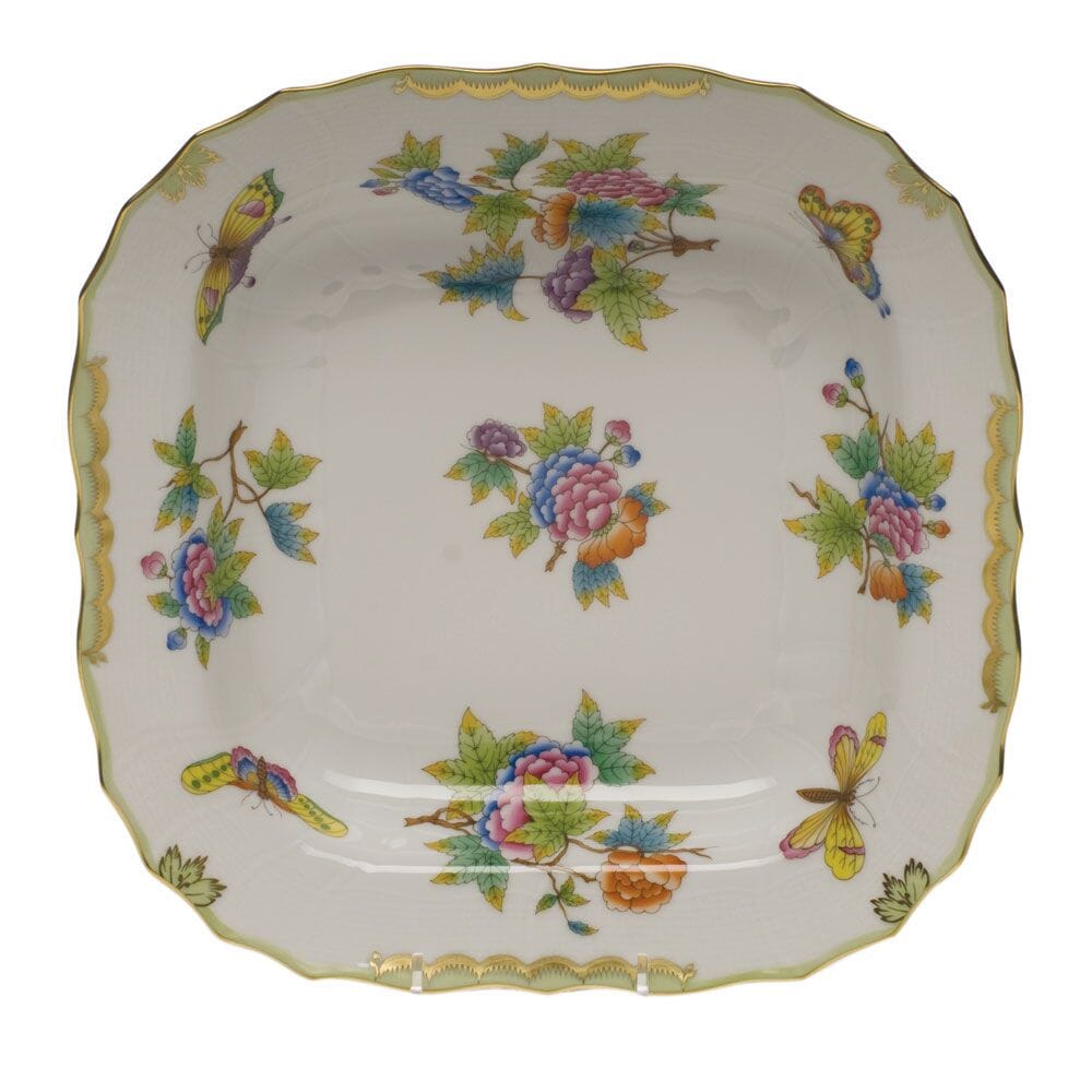 Herend Square Porcelain Fruit Dish with Queen Victoria Pattern