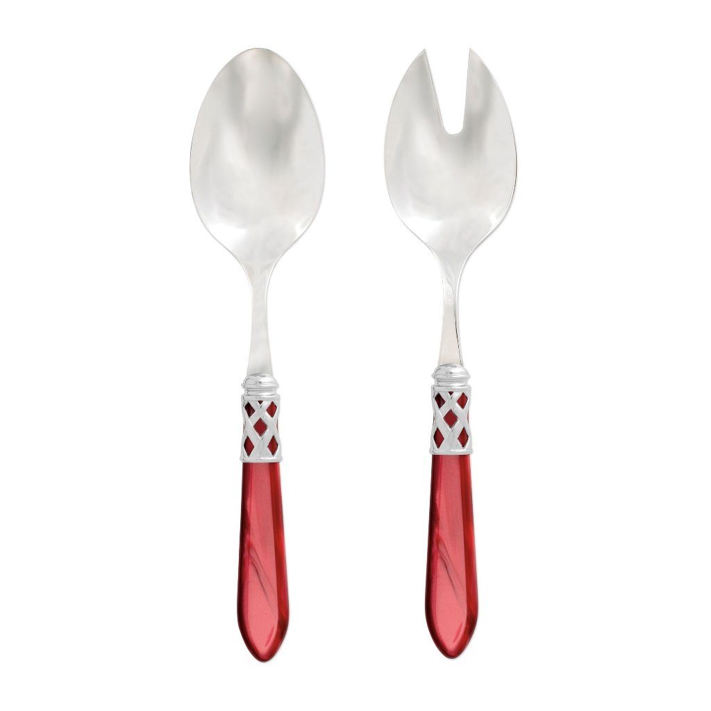 Vietri Aladdin Set of Shiny Chrome Salad Servers, Handmade in Italy