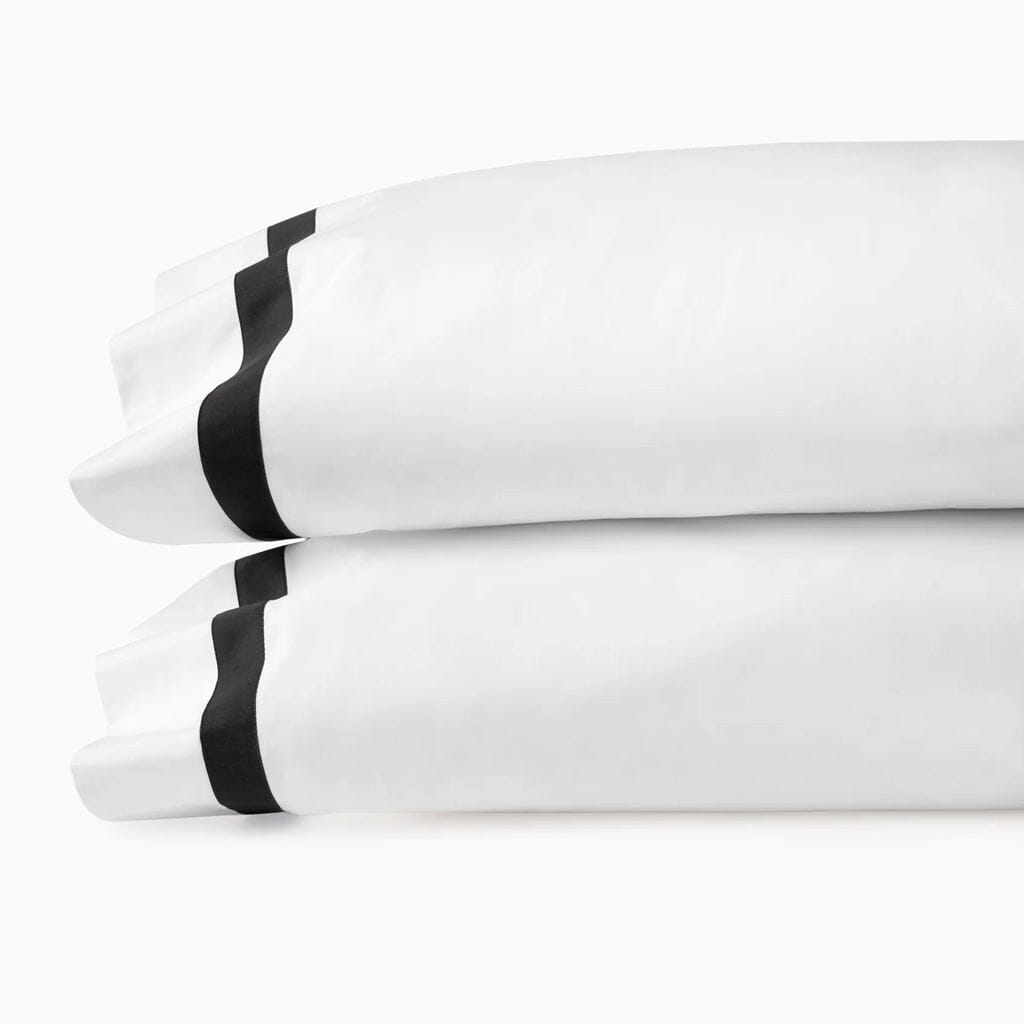 Sferra Estate 22 x 33 Standard Pillowcase Pair in Pristine White with Colorful Sateen Applique