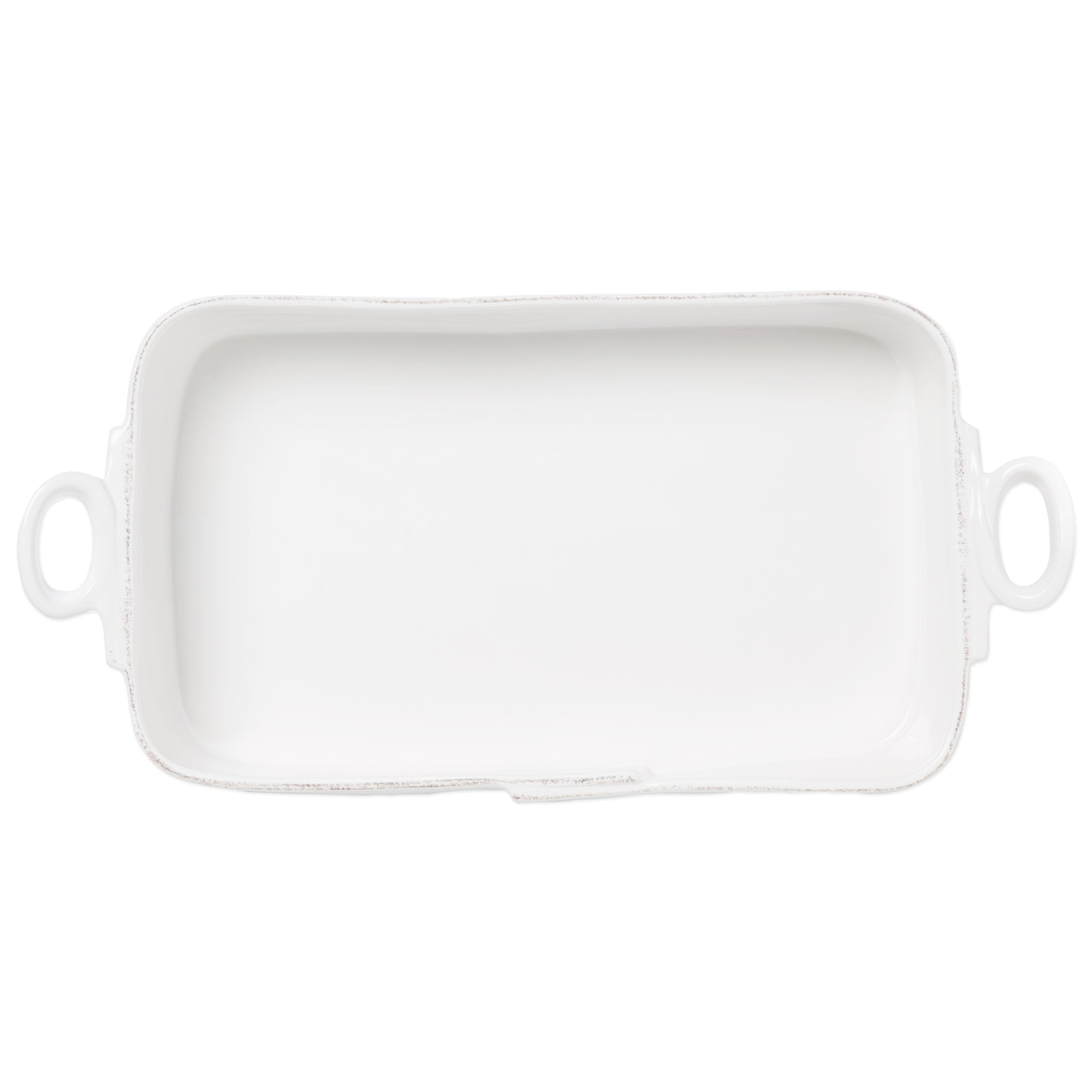 Vietri White Rectangular Lastra Baker with Artistic Edge Details