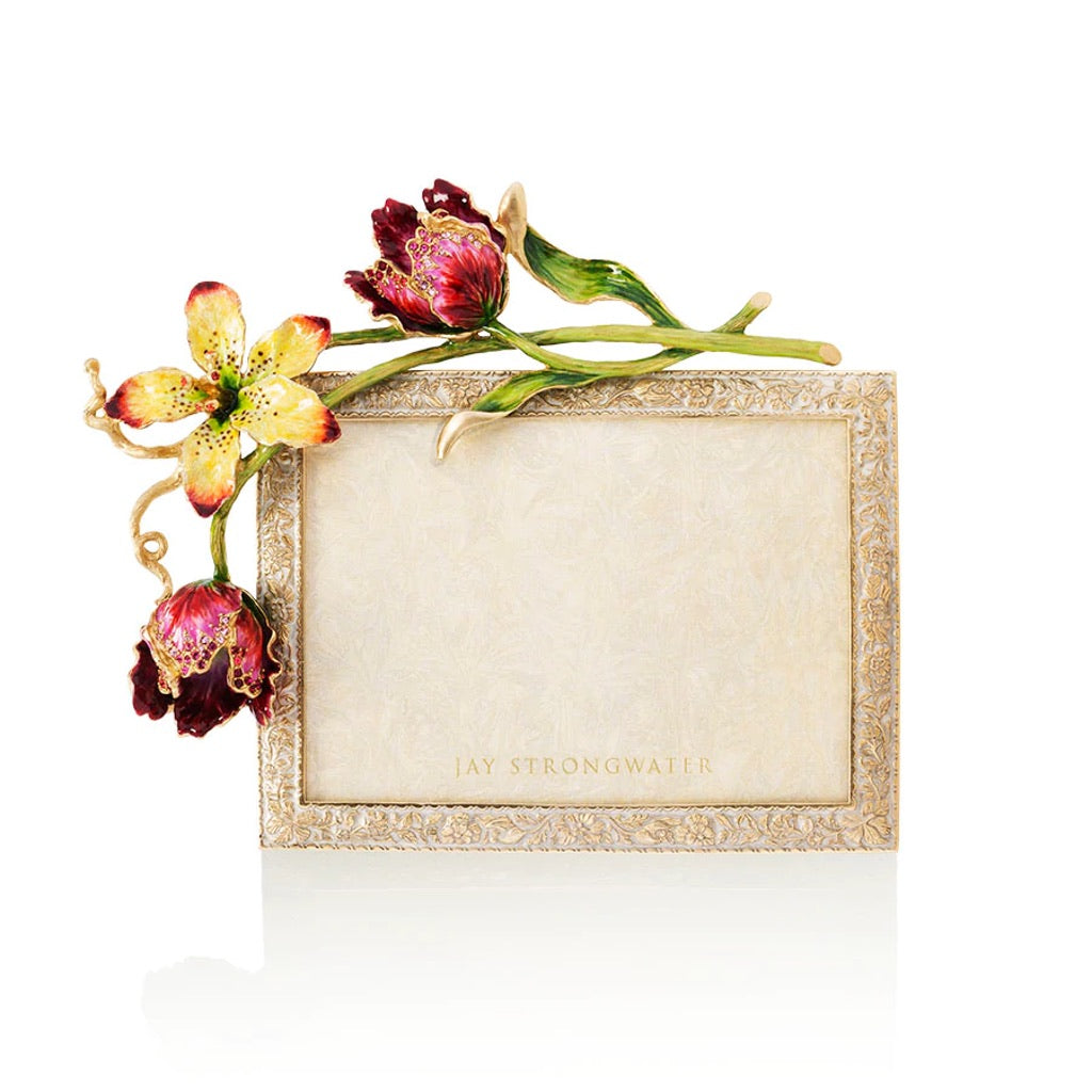 Jay Strongwater Hand - Enameled 5 x 7 Margery Tulip Frame in Flora Style