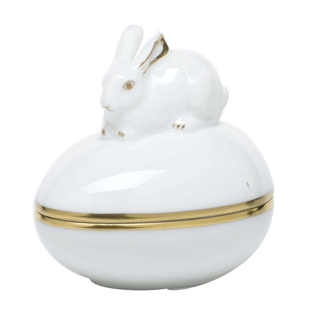 Herend Bonbon Egg with Golden Edge and Bunny Design
