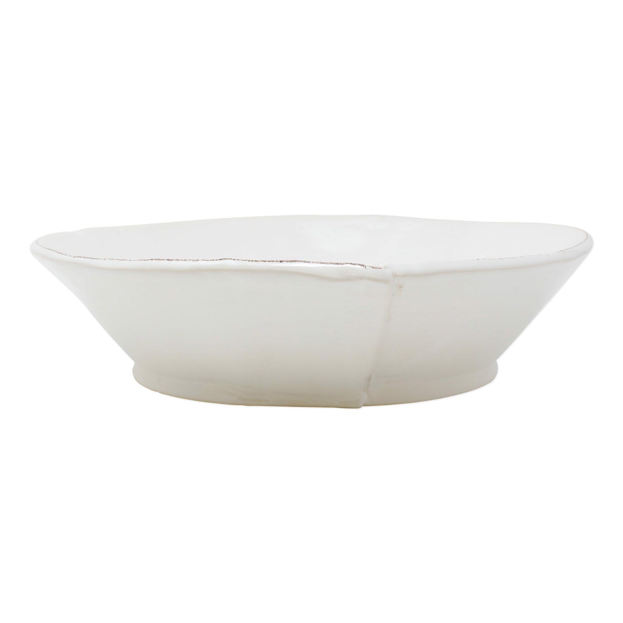 Large White Vietri Lastra Shallow Serving Bowl with Artistic Edge