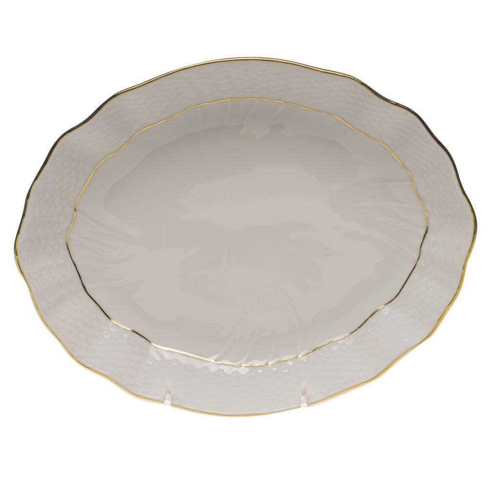 Exquisite Herend Oval Dish with 24K Golden Edge