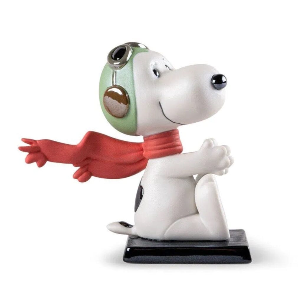 Exquisite Lladro Handmade Porcelain Snoopy Flying Ace Collectible Figurine