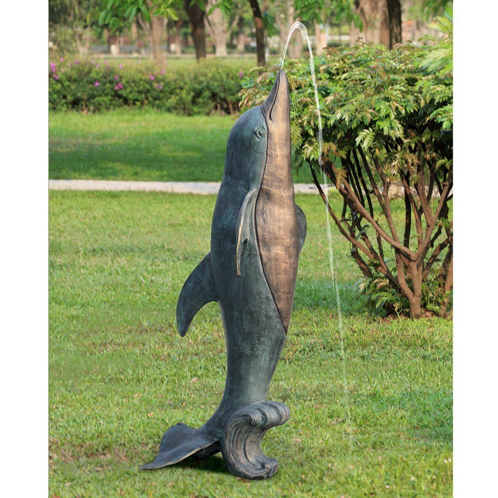 SPI Outdoor Garden Decorative Dolphin Water Spitter Sculpture