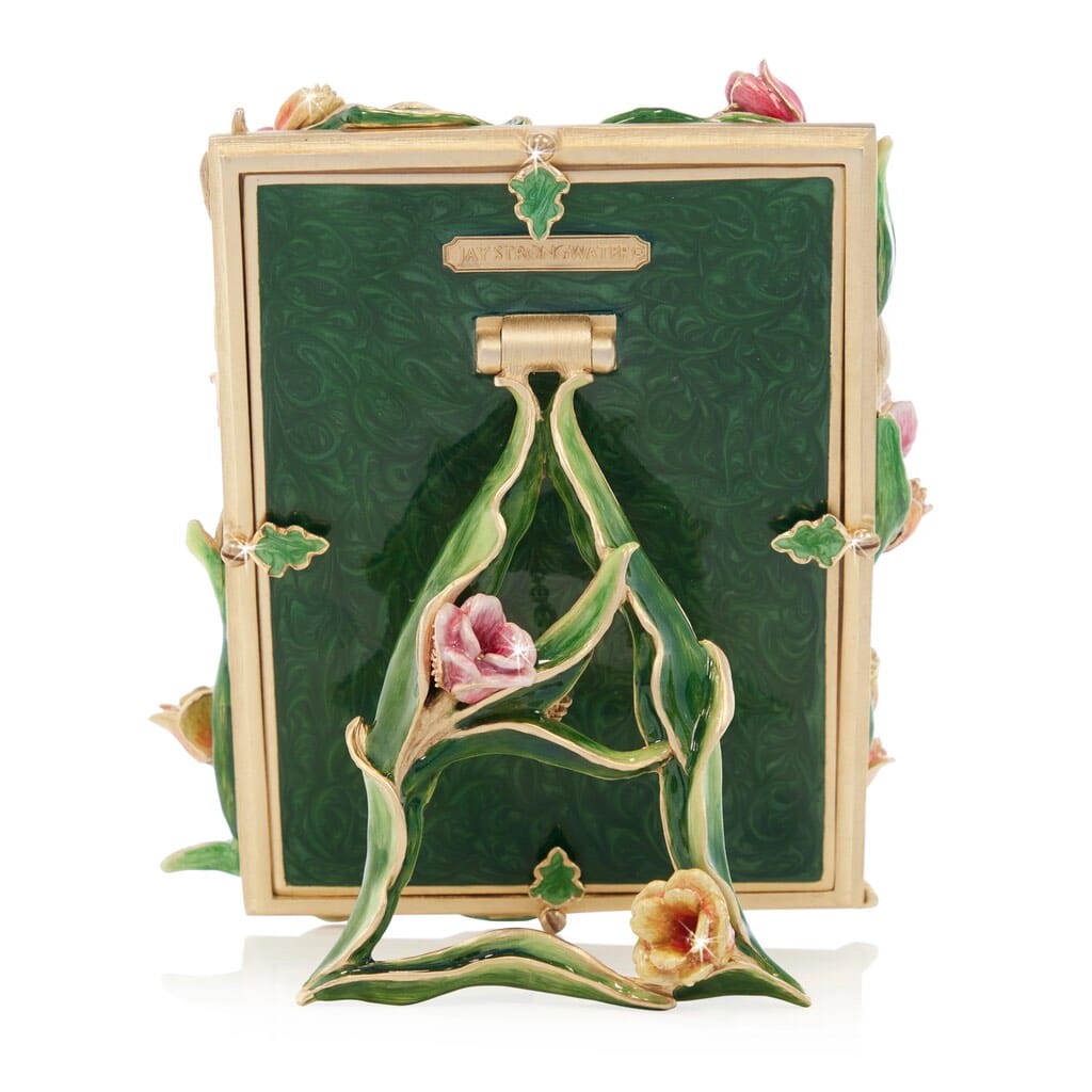 Jay Strongwater 5x7 Evelyn Tulip Frame with Enameled Bouquet