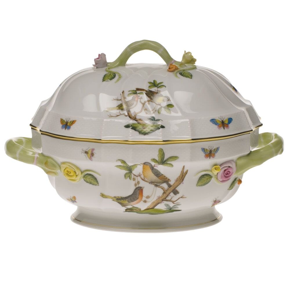 Herend Rothschild Bird Soup Tureen with Decorative Branch