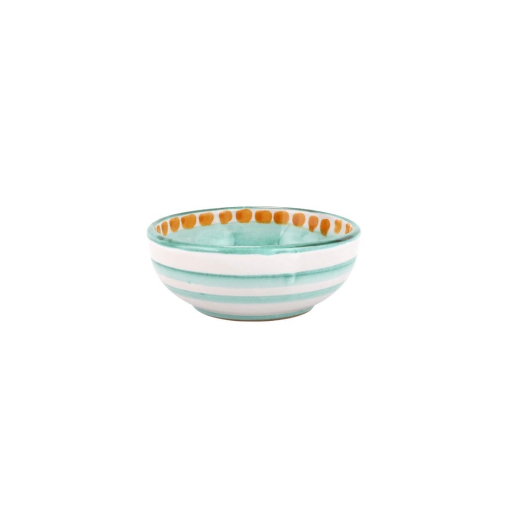 Vietri Hand - painted Campagna Coniglio Style Olive Oil Bowl with Orange Border