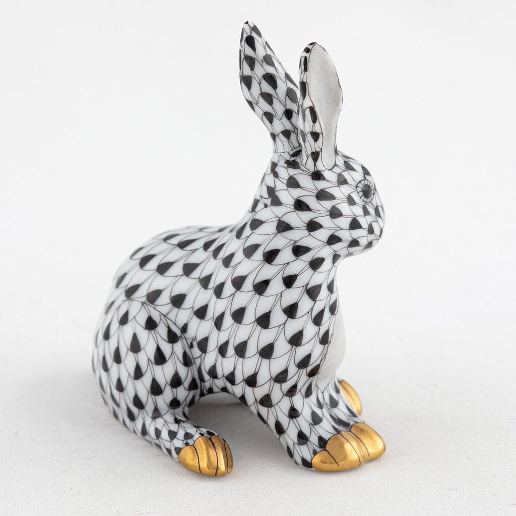 Charming Herend Hand - painted Porcelain Snowshoe Hare Figurine for Collectors