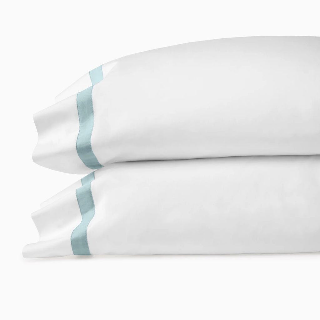 Sferra Estate 22 x 33 Standard Pillowcase Pair in Pristine White with Colorful Sateen Applique