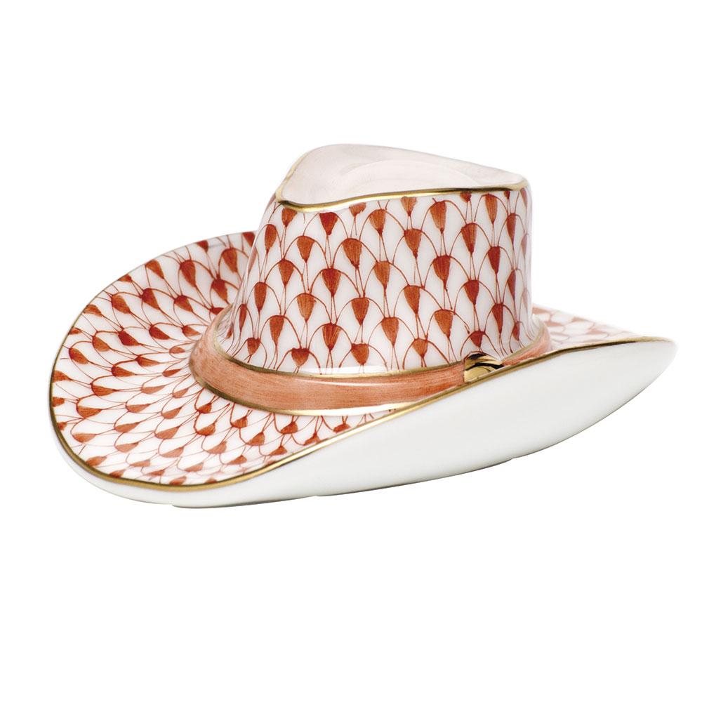Handmade and Hand - painted Herend Cowboy Hat Porcelain Figurine