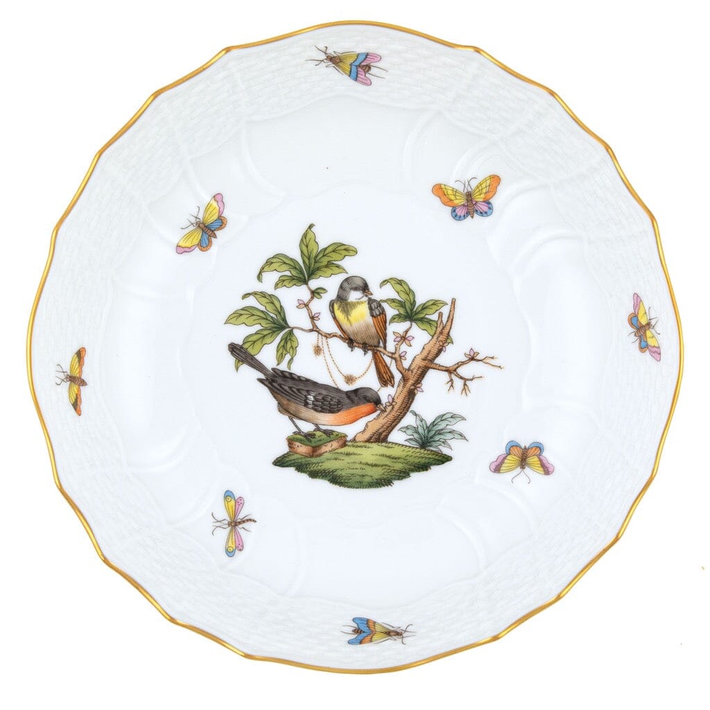 Exquisite Herend Rothschild Bird Patterned Scalloped Porcelain Dinner Bowl for Home Decor