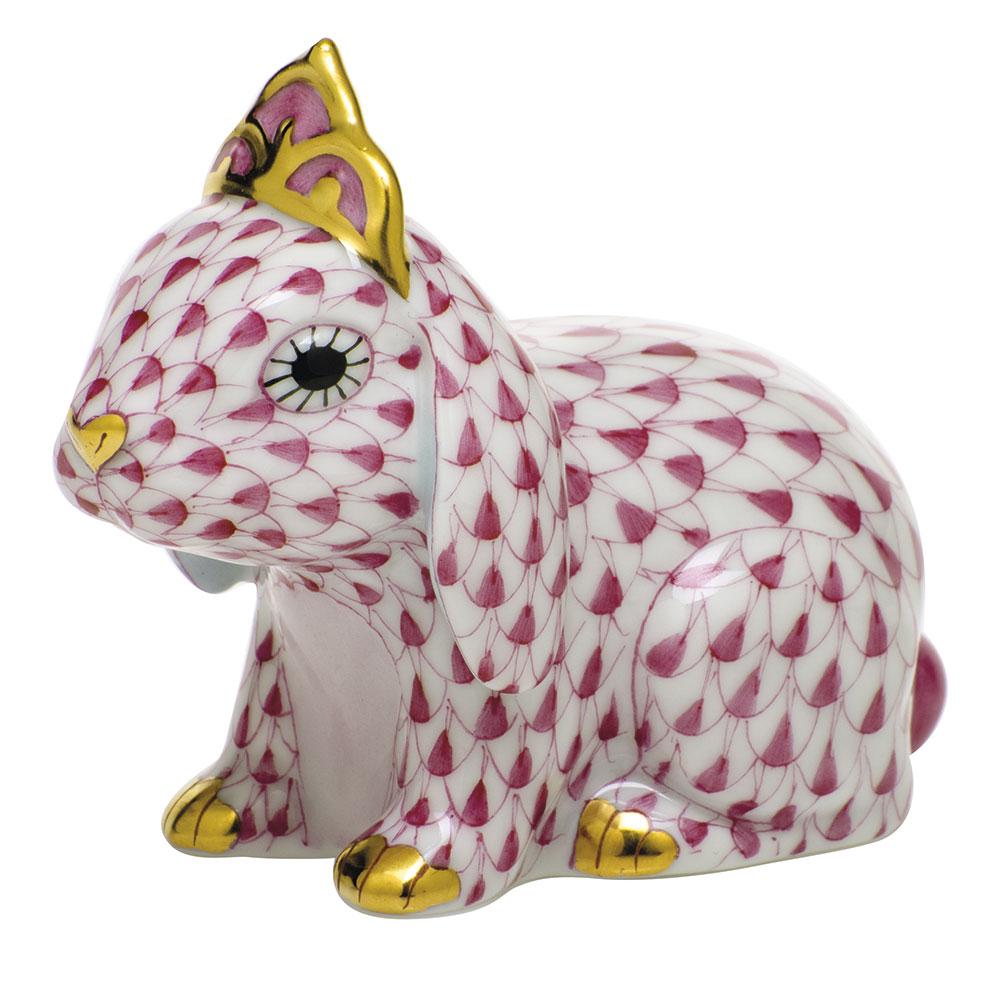 Exquisite Handmade Herend Porcelain Bunny Figurine Adorned with a Tiara