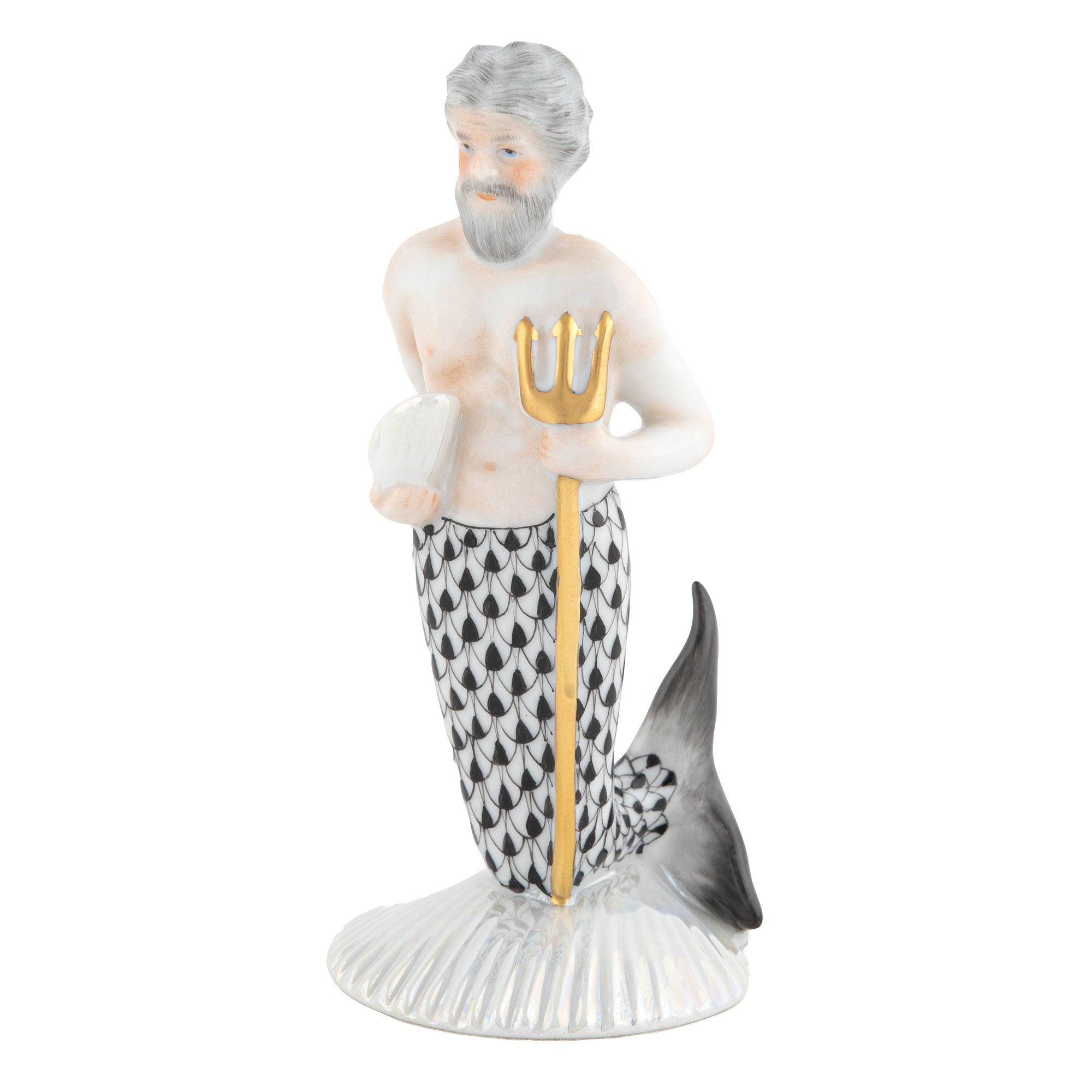Exquisite Handmade Herend Neptune Porcelain Figurine