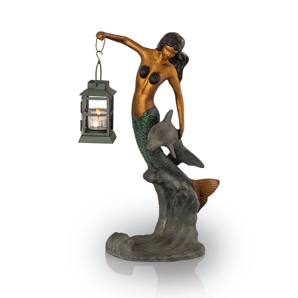 Stunning SPI Aluminum Garden Decorative Mermaid Lantern Sculpture for Outdoor Spaces