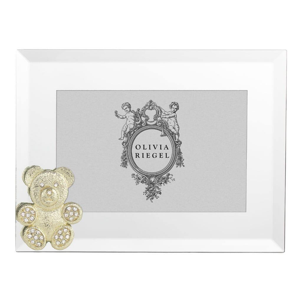 Olivia Riegel Luxury Gold Plated Teddy Bear Decorated 4 x 6 Picture Frame for Displaying Cherished Memories